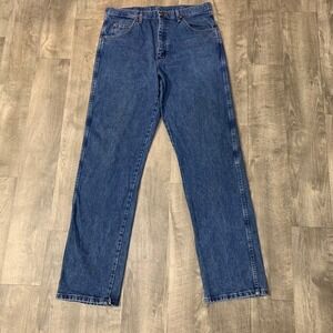 Wrangler Cowboy Cut Jeans 35x36 Blue Denim High Rise Straight USA